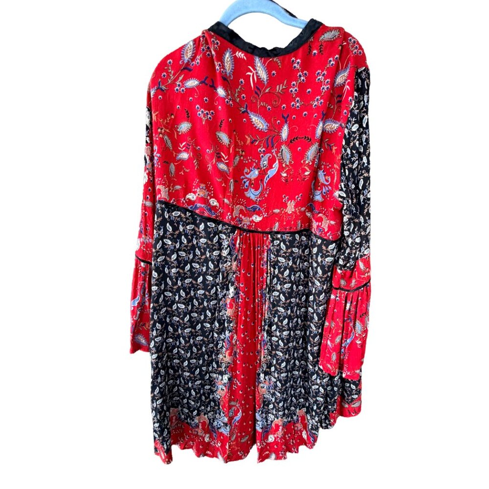 Angie Boho Paisley Kimono Robe Jacket Festival Cottage Red Black XL - Picture 7 of 7